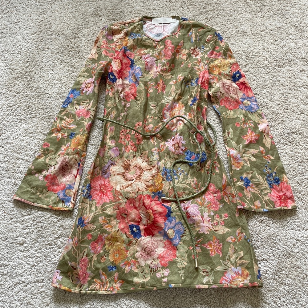 Zimmermann Green Floral Print
Linen August Bias Mini Dress size OP - Picture 4 of 10